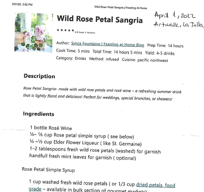 Wild Rose Petal Sangria, Toasty Summer
